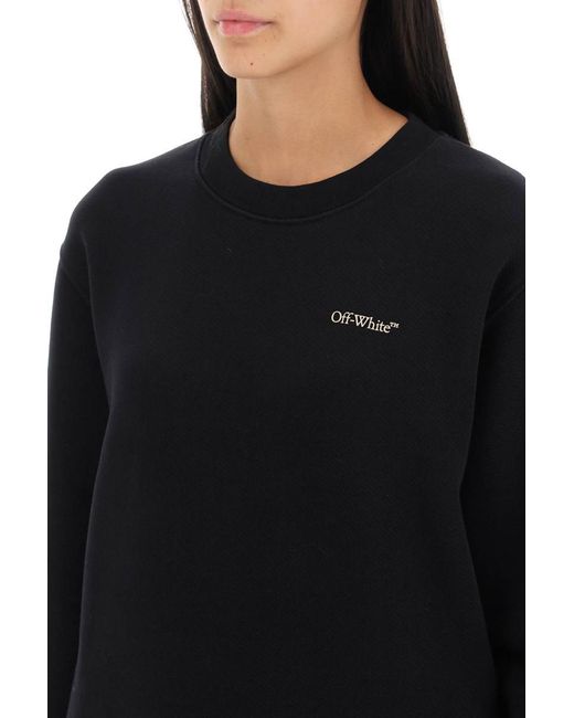 Off-White c/o Virgil Abloh Black Off- 'Embroidered Diagonal Tab Sweatshirt, Long Sleeves, , 100% Cotton, Size: Small