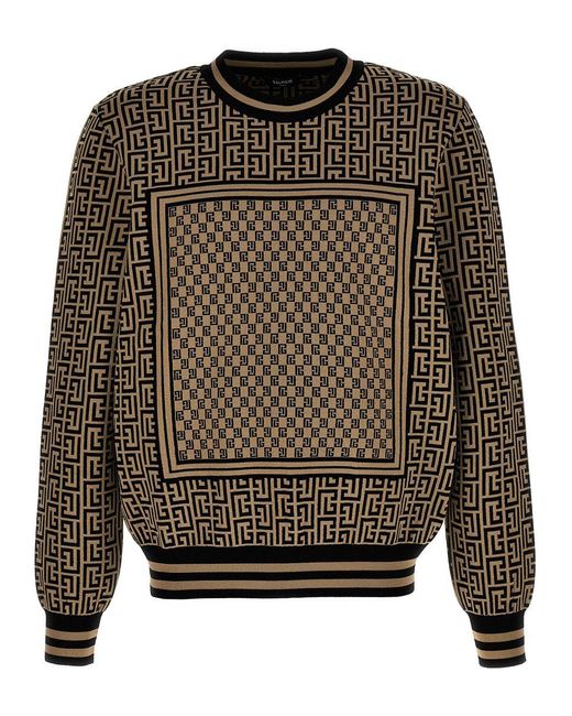Balmain Gray Mini Monogram Sweater, Cardigans for men
