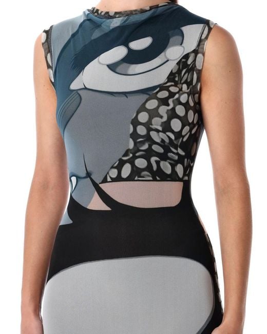 OTTOLINGER Blue Julien Ceccaldi Printed Bodycon Midi Dress