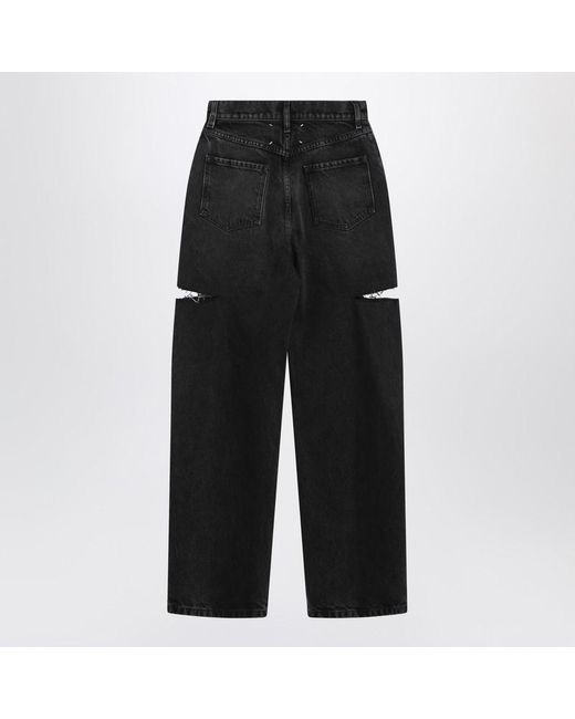 Maison Margiela Black Washed Jeans With Side Rips