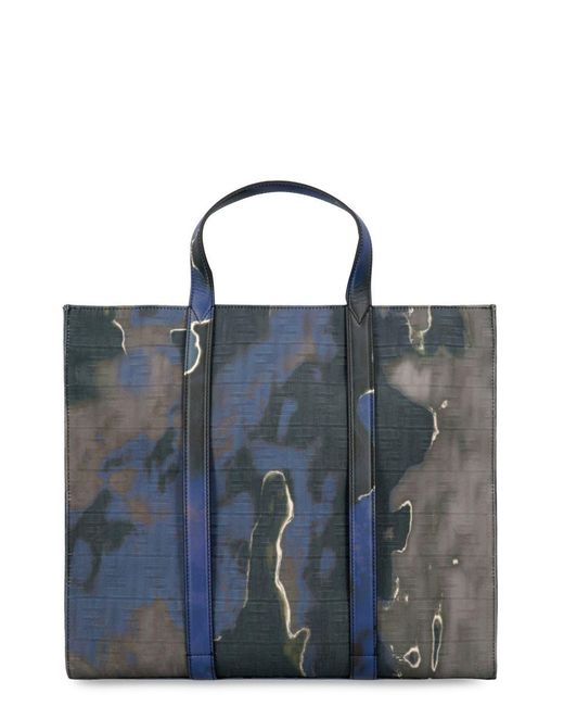 Fendi Blue Sunset Jacquard Fabric Tote for men