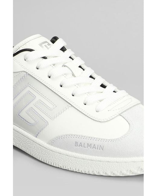 Balmain White Swan Suede Sneakers for men