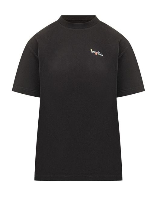 Off-White c/o Virgil Abloh Black Arrow Glass Flower Cotton T-Shirt