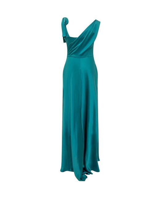 Alberta Ferretti Blue Silk Satin Dress