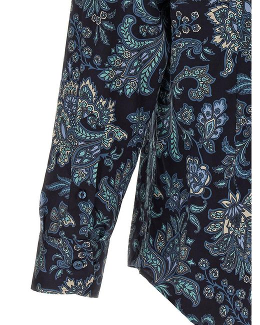 Etro Blue Floral Paisley Cotton Shirt for men