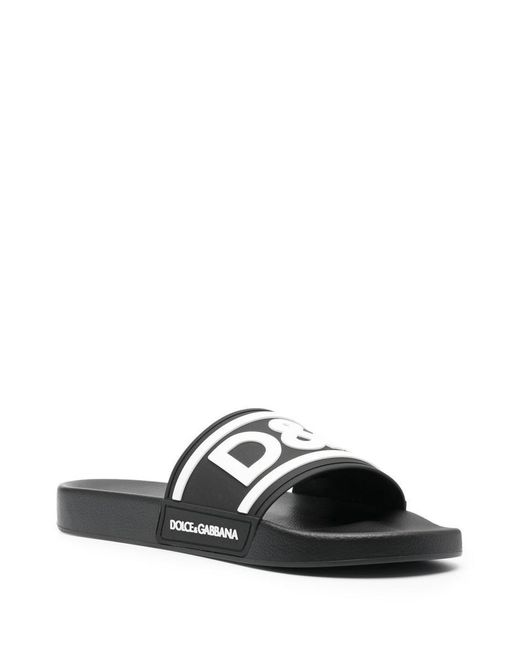 Dolce & Gabbana Black Logo Rubber Slides for men