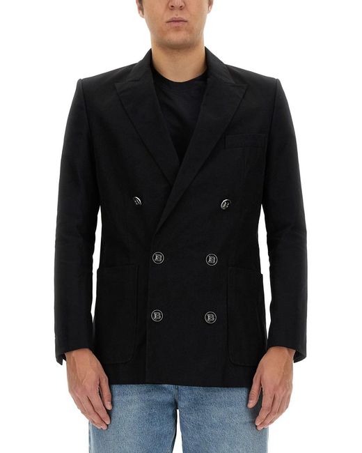 Balmain Black Double-breasted Jacket for men
