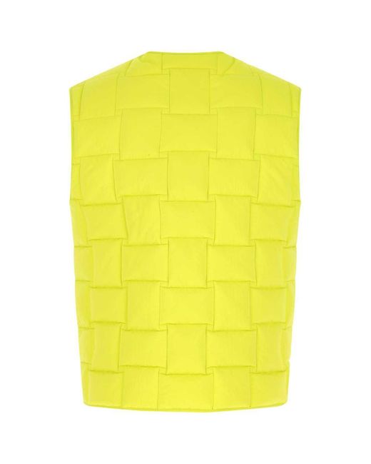 Bottega Veneta Yellow Fluo Nylon Padded Vest for men
