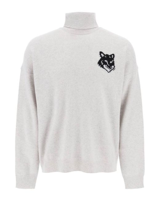 Maison Kitsuné White Fox Head Inlay Turtleneck Sweater for men