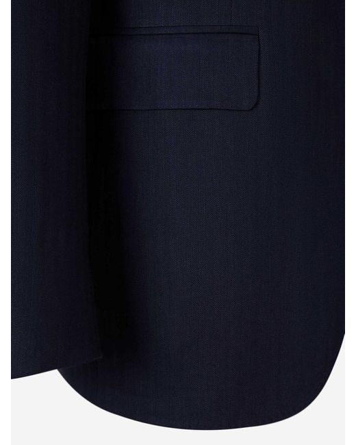 Canali Blue Wool And Linen Blazer for men