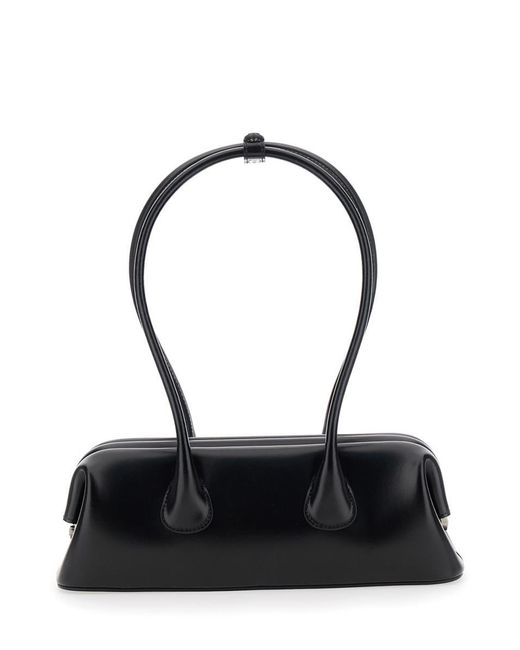OSOI Black 'Boat Wide Mini' Shoulder Bag With Round Handles And Logo Lettering On The Front