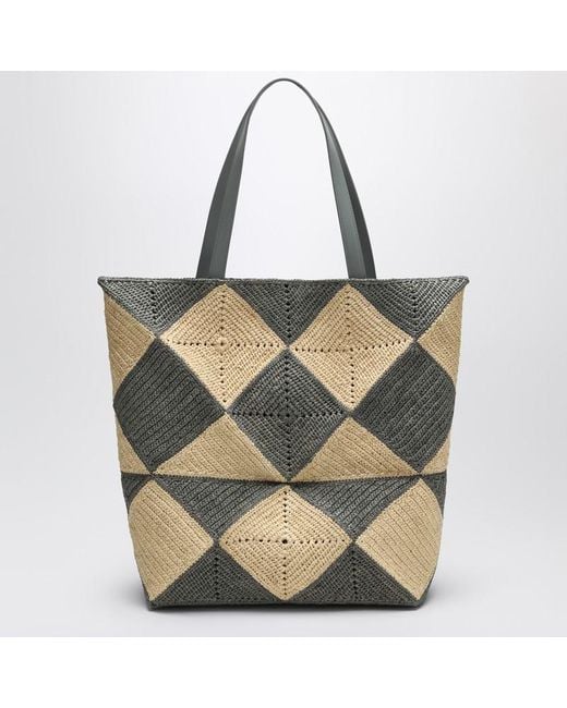 Loewe Metallic Puzzle Fold Tote Xl Natural/ Raffia Bag for men