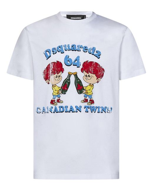 DSquared² White Canadian Twins Cool Fit T-Shirt for men