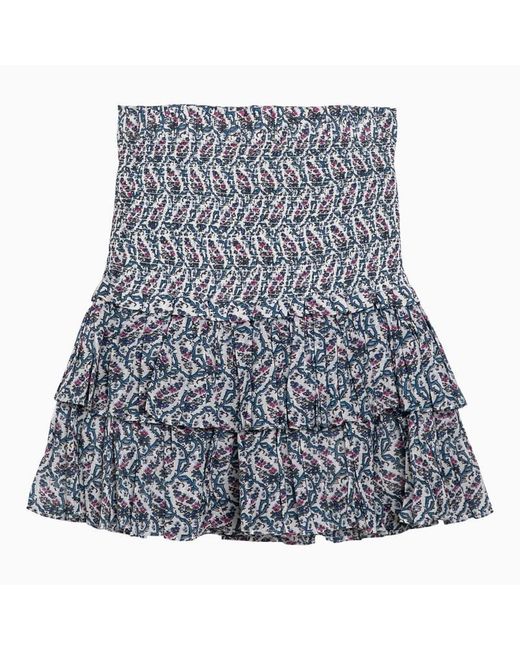 Isabel Marant Blue Écru Miniskirt With Multicolour Print