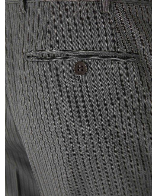 Canali Gray Striped Wool Trousers for men