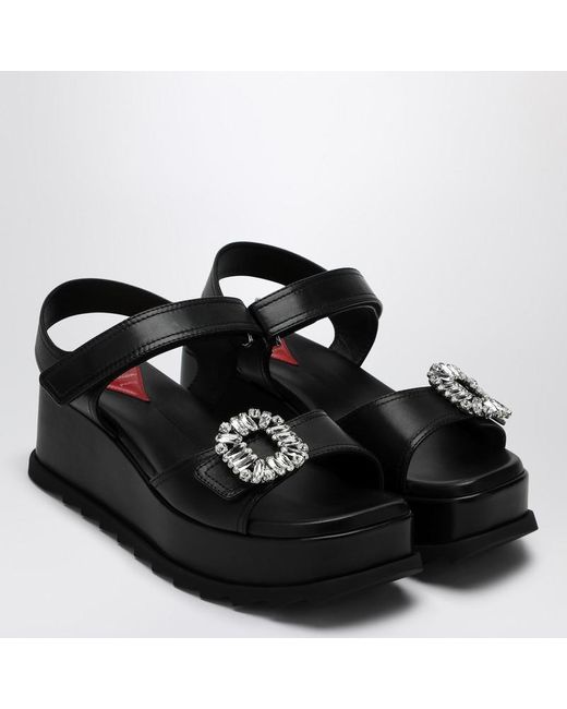 Roger Vivier Black Slidy Viv' Wedge Sandals