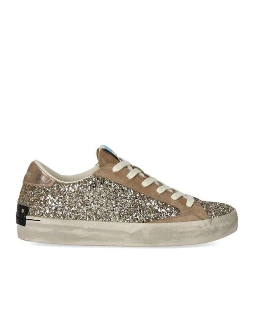 Crime London Brown Distressed Glitter Sneaker