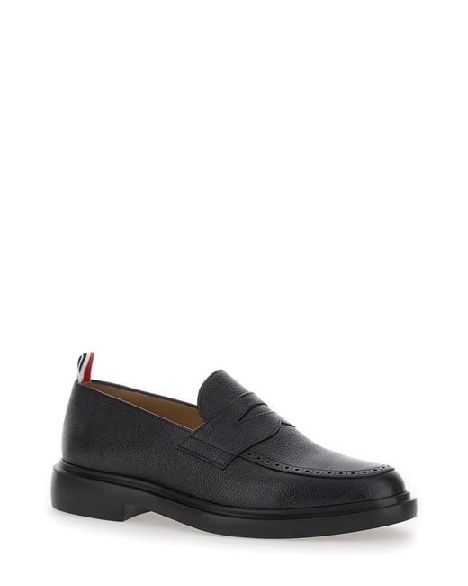 Thom Browne Black Slip-On Loafers With Loop Detail for men