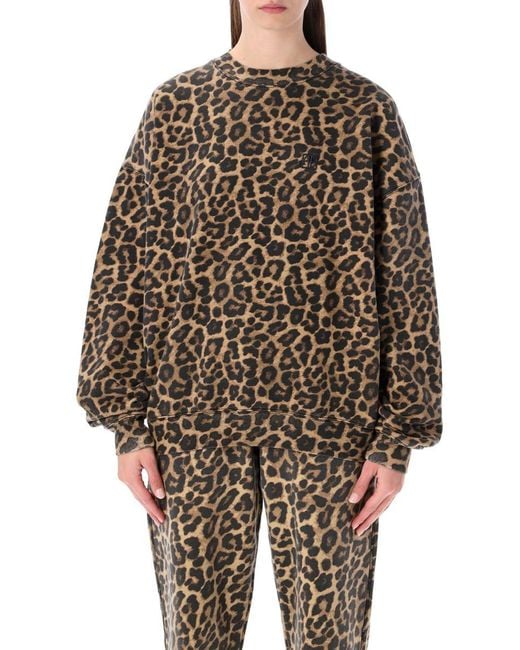 Anine Bing Multicolor Oversized Leopard Print Cotton Miles Sweatshirt