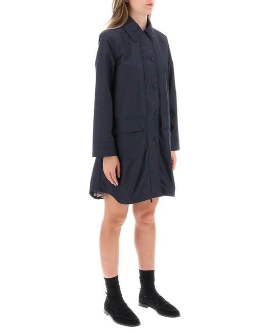 Thom Browne Blue Unlined Parka In Ripstop
