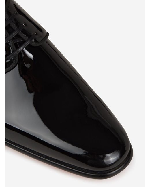 Santoni Black Patent Leather Derby Shoes for men