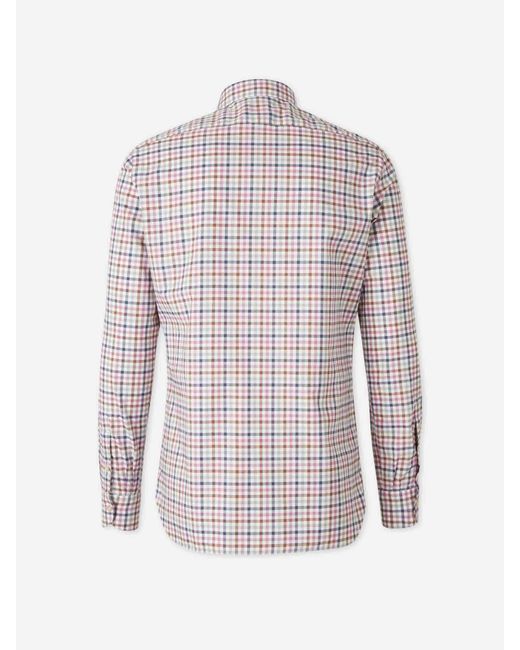 Luigi Borrelli Napoli White Check Pattern Shirt for men