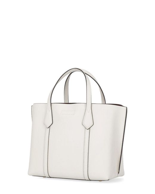 Tory Burch White Ivory And Leather Perry Tote Bag