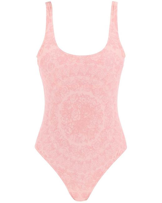 Versace Pink Baroque Full-Body Swims