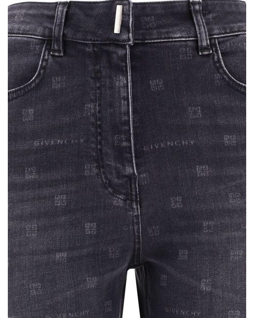 Givenchy Blue Logo Print Jeans