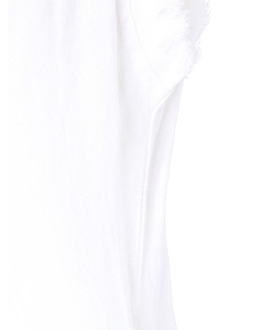 P.A.R.O.S.H. White Flowing Maxi Dress With Deep V-Neckline