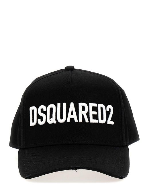 DSquared² Black Embroidered Baseball Cap for men
