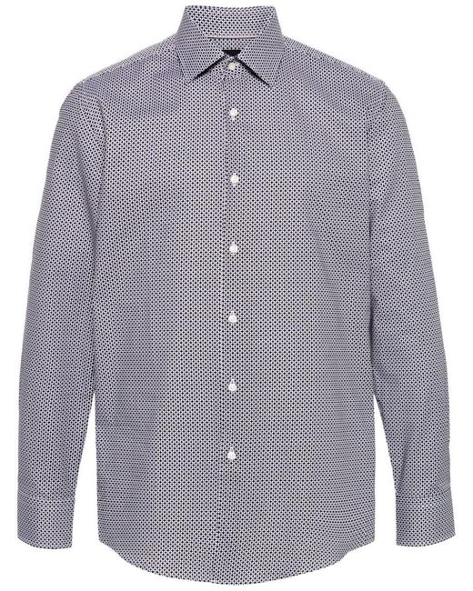Boss Blue Geometric Pattern Shirt for men