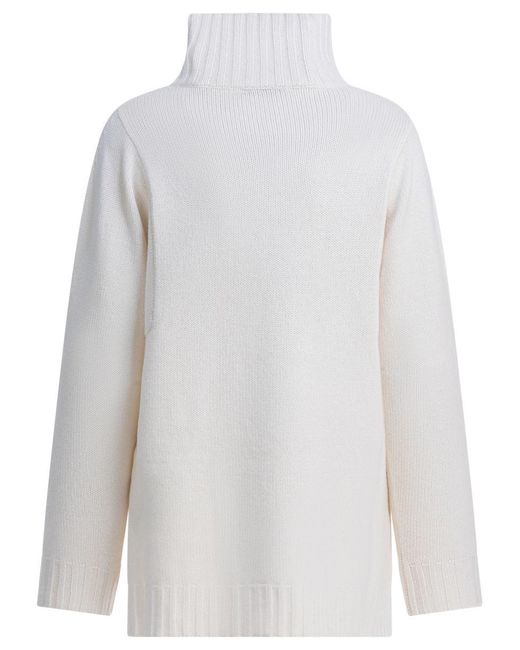 Max Mara White Cashmere Turtleneck Sweater