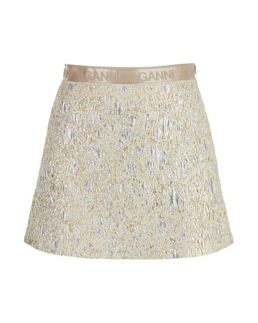 Ganni White Metallic Cloquã Mini Skirt