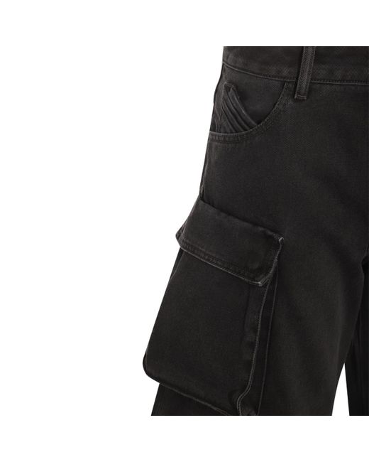 The Attico Black Cotton Blend Cargo Jeans