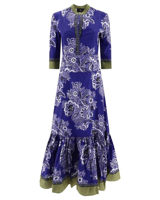 Etro Blue Bandana Bouquet Dress
