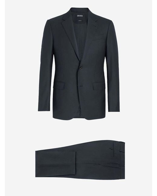 Zegna Blue Wool Dress Suit for men