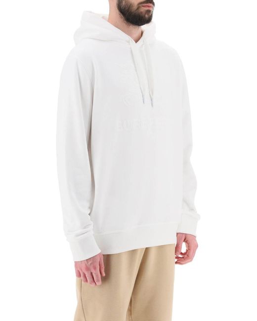Burberry White 'raynerbridge' Hoodie With Ekd Logo In Terry Cloth for men