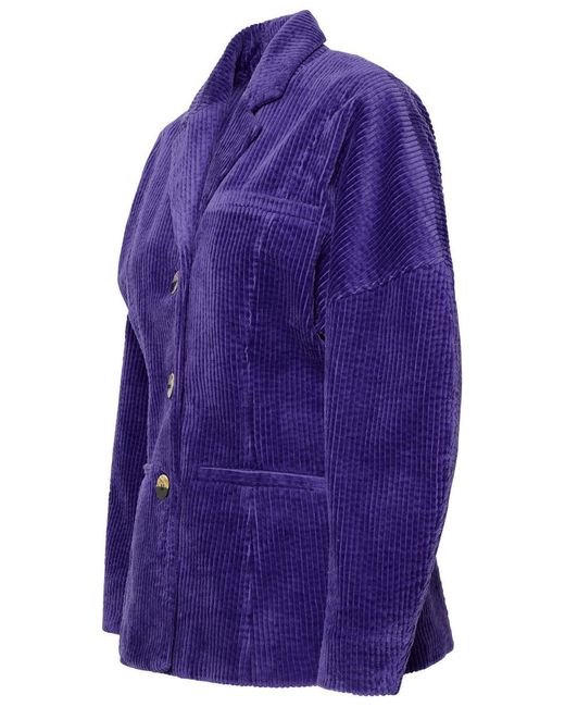 Ganni Purple Cotton-blend Corduroy Blazer