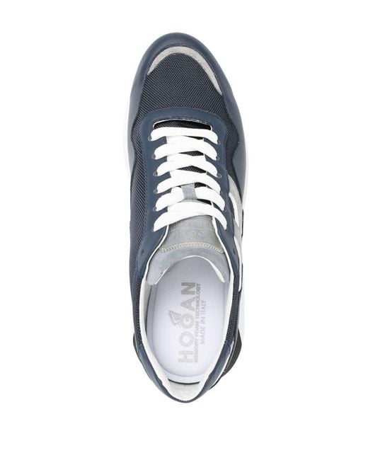 Hogan Blue Panelled Lace-Up Sneakers for men
