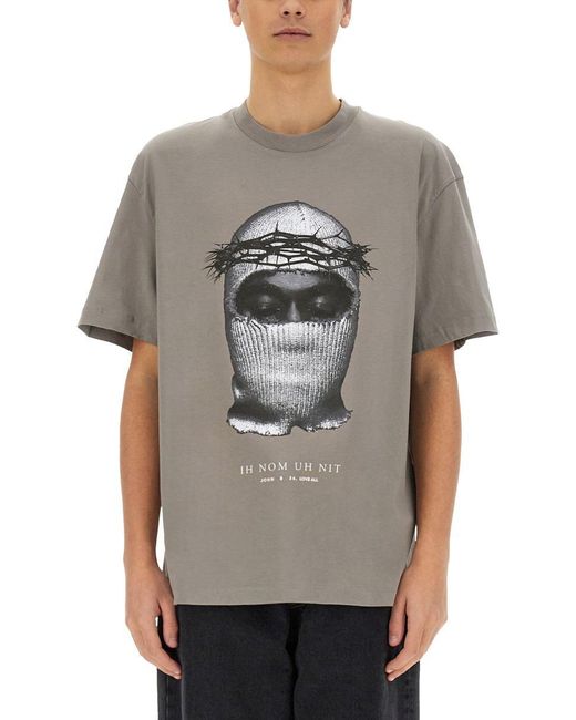 Ih Nom Uh Nit Gray Crown Mask Print T-Shirt for men