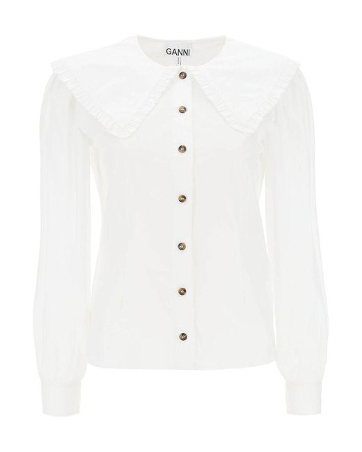 Ganni White Maxi Collar Shirt