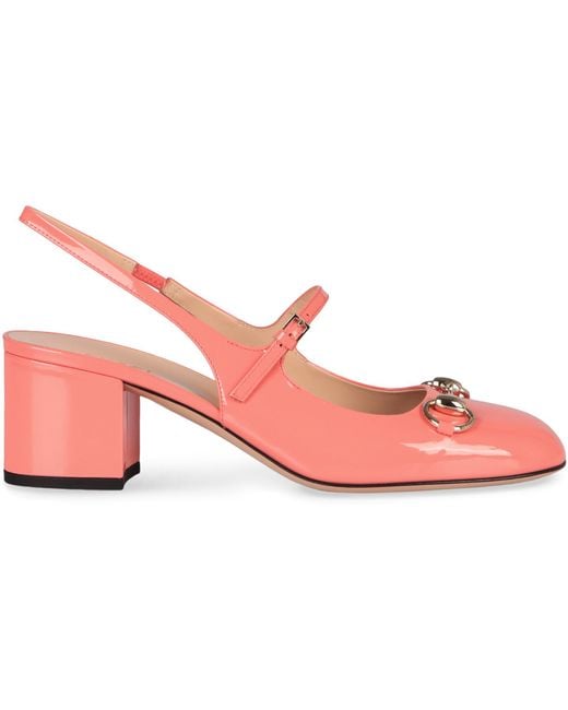 Gucci Pink Horsebit Patent Slingback Pump