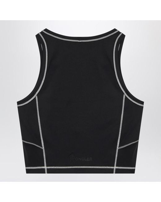 Moncler Black Top In Stretch Nylon Blend