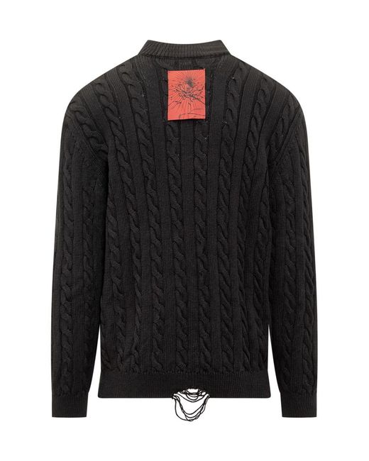 A BETTER MISTAKE Black Broken Cable Sweater