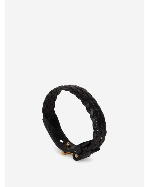 Tom Ford Black Braided Leather Bracelet for men