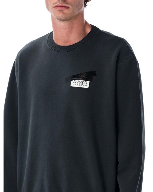 MM6 by Maison Martin Margiela Blue Cotton Crewneck Sweatshirt With Numeric Logo for men