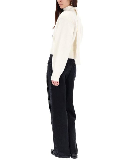 ROTATE BIRGER CHRISTENSEN White Cardigan With Scarf