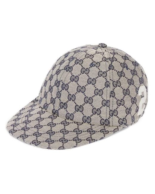Gucci Gray Gg Cotton Canvas Baseball Hat for men