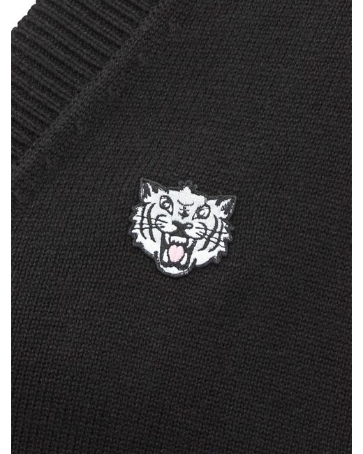 KENZO Black Cardigan With Tiger Logo for men